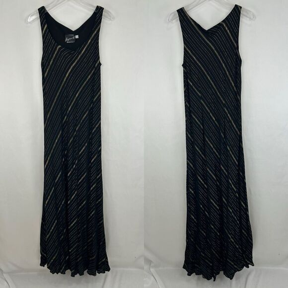 Vintage Benjamin A. Black and Gold Floor Length Maxi Slip Dress - Picture 6 of 8
